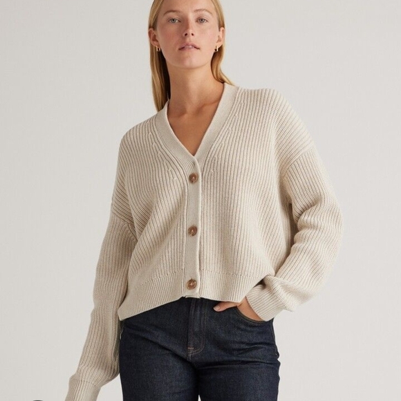 Women's Cream Cardigan Sweater - Picture 1 of 8